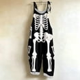 thumbnail image 1 of Halloween Knit Skeleton Print Overalls for Halloween Party Dress Up Clothes Themed Party Role Play Pretend Play Outfit, 1 of 4
