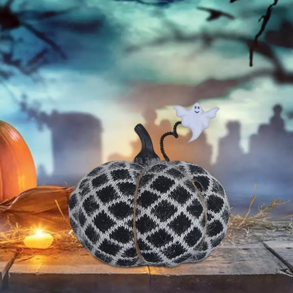 Halloween Knitted Pumpkin Ornament, Holiday Party Decor, Wool Prop, Handmade Style