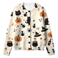 thumbnail image 1 of Halloween Knitted Sweater Cardigan for Girls Spooky Print Sweet Lovely Fall Long Sleeve Button Down Tops, 1 of 5