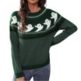 thumbnail image 1 of Halloween Knitted Sweater for Women Cute Ghost Pattern Print Knitted Pullover Sweaters Long Sleeve Crew Neck Jumper Tops (Green L), 1 of 7