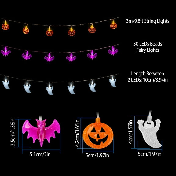 Halloween LED 9.8ft Ghost String Lights Halloween Decorative String Lights for Party Bedroom Home