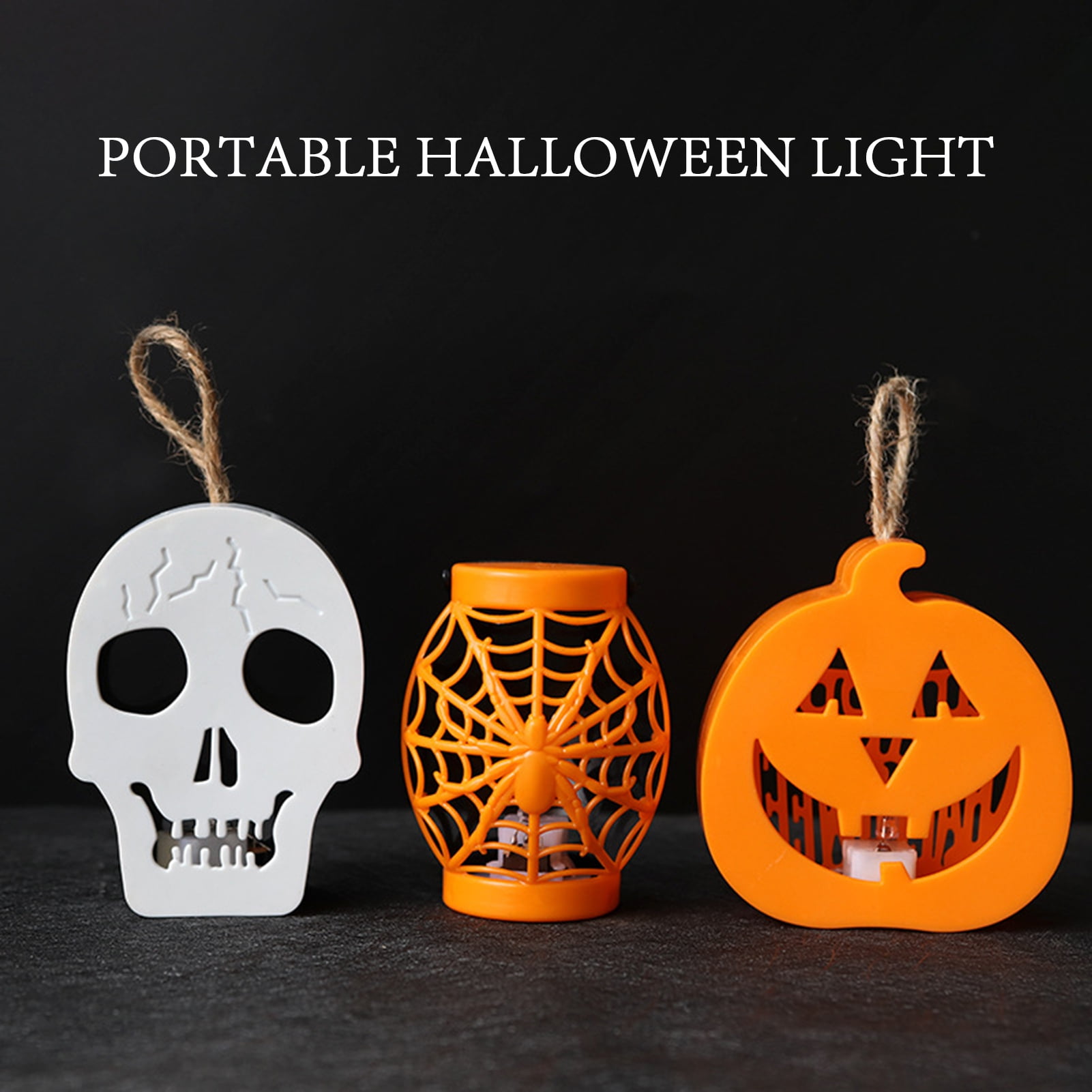Halloween LED AmbianceLights Hollow Pumpkin, Skull, and Spider 