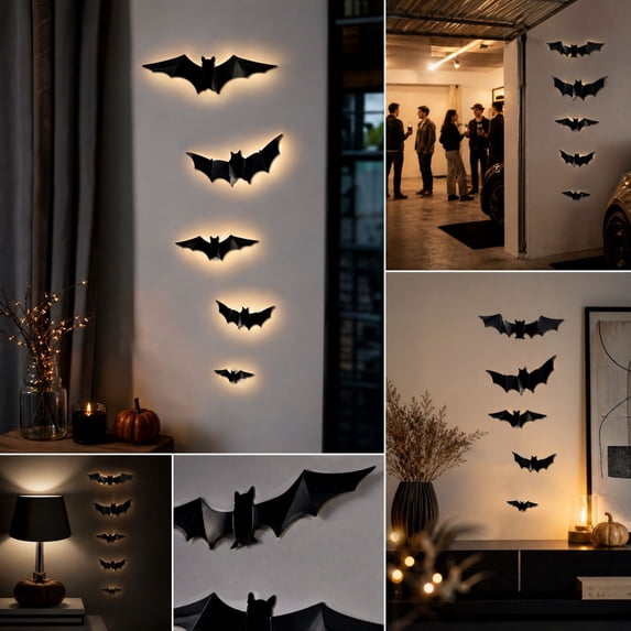 Halloween LED Bat Night Light, Garage Party Window Room Wall Decoration