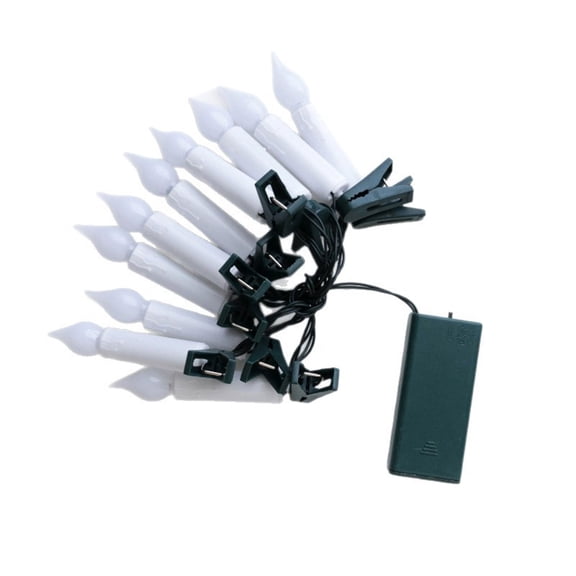 Halloween LED Candle String Lights With Flickering Warm Light, Black Clips, 100Cm Length, Battery Operated, 1 Pack