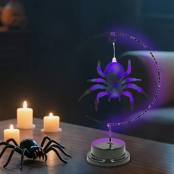 Halloween LED Copper Wire Lamp Halloween Night Light with Enchanted Lunar Crescent Shape Spooky Party Decoration,Bedside Table Lamp for Halloween ,Home Party Atmosphere