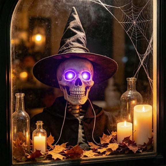 Halloween LED Eye Light Remote Control Spooky Prop Lamp for Skull Skeleton DIY Halloween Party Statue Decoration Purple Light