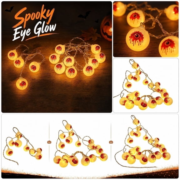 Halloween LED Eyeball String Lights, Spooky Ghost Eye Fairy Lights, Waterproof Horror Decor Lights for Indoor & Outdoor Halloween Party Decorations,Battery Box Model(19.7ft With 40pcs lights )