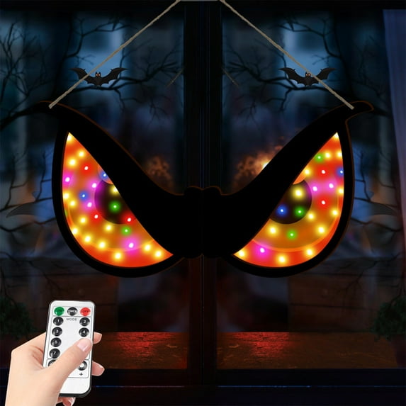 Halloween LED Eyes under $5! Xqxayjr Halloween Luminous Eyes, Hanging Wooden LED Ghost Eyes, Spooky Party Decoration, Scary Outdoor Indoor Decor, Battery Operated Halloween Prop for Garden