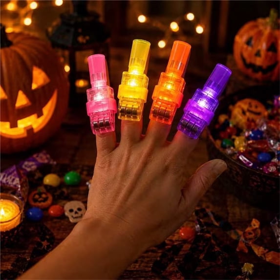 Halloween LED Finger Lights Set, Light Up Finger Projector Toys for Kids, Classroom Party Favors and Halloween Bag Fillers