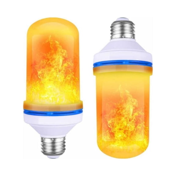 Halloween LED Flame Light Bulb, Upgraded 4 Modes Fire Light Bulbs with Upside Down Effect, E27 Base Flickering Light Bulbs for Halloween, Christmas, Outdoor, Indoor Decor (Yellow,2 Pack)