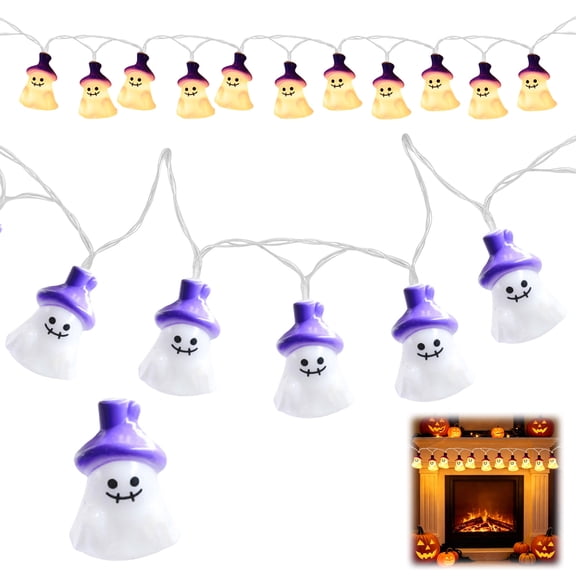 Halloween LED Ghost Light Strands 10 Count The Dark Night Strikes Cute Spooky Fairy Lights for Home Party Decoration(1.5m)