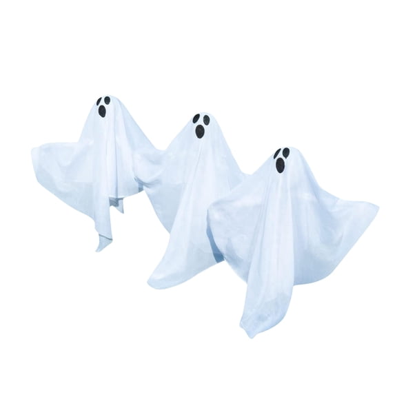 Halloween LED Ghost Yard Stakes, 3 Pcs Battery Operated Plastic Light Up Standing Ghost Decoration, Halloween Ghost Props for Front Yard, Walkway & Entryway