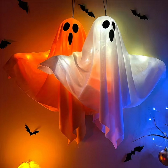 Halloween LED Glow Ghost, 2 Piece, Halloween Hanging Decoration