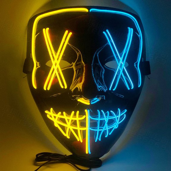 Halloween LED Glow Purge Mask Stitches EL Wire Light Up Costume Party Cosplay