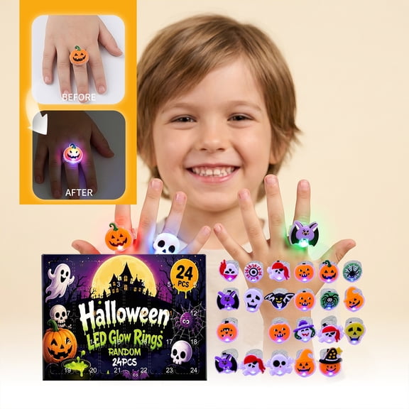 Halloween LED Glow Rings, Festive Light Up Party Accessories for Holiday Events Gatherings and Costume Displays, Halloween Wearable Accents for Celebrations Evening Activities and Decor