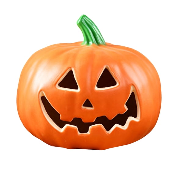 Halloween LED Glowing Pumpkin Ornaments Set, Assorted Face Jack-O-Lantern Mini Lights for Festive Table Scenery and Holiday Party Favor Decoration