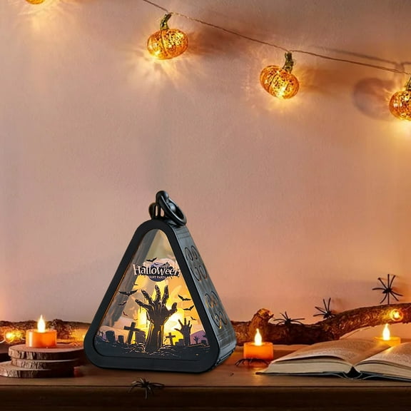 Halloween LED Lantern Lights, Portable Vintage Style Flameless Lantern Skull Skeleton Decorative Lamp for Halloween Home Indoor Outdoor Decoration