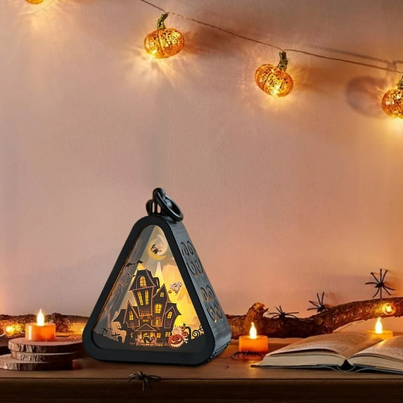 Halloween LED Lantern Lights, Portable Vintage Style Flameless Lantern Skull Skeleton Decorative Lamp for Halloween Home Indoor Outdoor Decoration