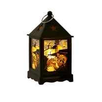 Halloween LED Lanterns with Spooky Skeleton, Owl, Bat, Castle & Flame Designs – Battery Operated Hanging Lights for Indoor/Outdoor Halloween Party Decor (C)