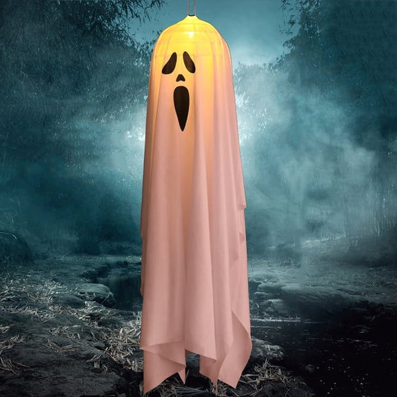 Halloween LED Light Up Ghost with Screaming Face for Outdoor Decor, Large Spooky Prop with Glowing Eyes for Yard Haunted House and Lawn, Terrifying Illuminated Ghost for Driveway Shock