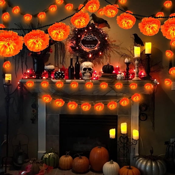 Halloween LED Light String 6m 40 Lights, Festive Daisy Chain Decoration, Battery Operated (3 AA) – Steady/Flashing