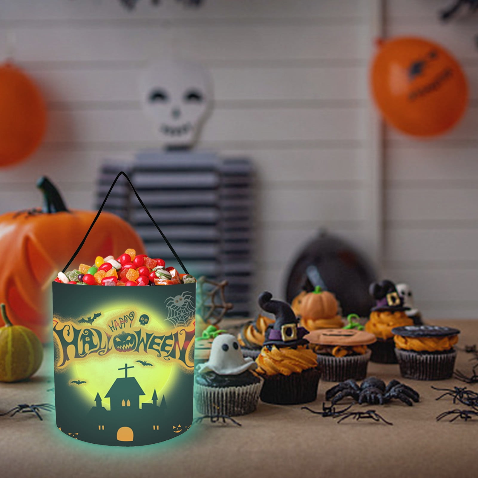 Halloween LED Light Up Trick or Treat Bags, Colorful Pumpkin Bucket ...