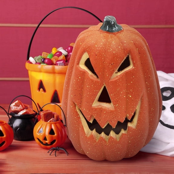Halloween LED Light-Up Pumpkin Decoration Spooky Jack-O'-Lantern for Indoor & Outdoor Use, Battery Operated