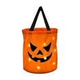 thumbnail image 1 of Halloween LED Light Up Trick Or Treat Bag - 18x12x10 Inch, Polyester, Pumpkin Design, Large Capacity, for Kids, Party Decor, 1 of 3