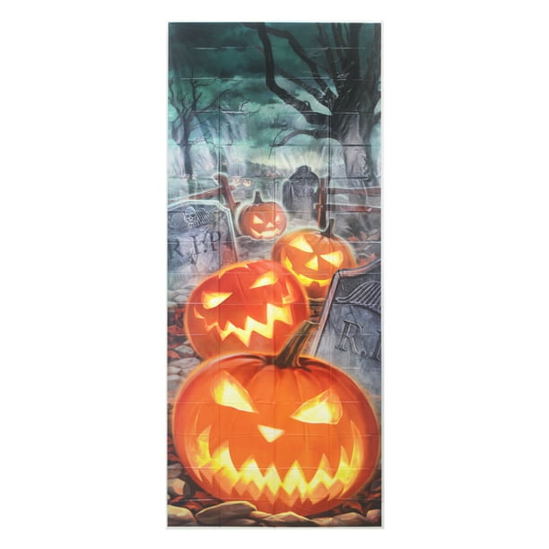 Halloween LED Lightup Pumpkin Multicolor Plastic Door Cover Outdoor