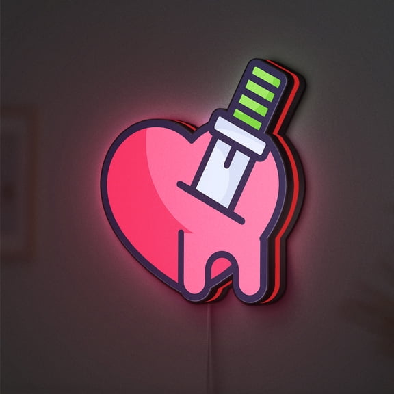 Halloween LED Lightbox - Blood Horror Heart Spooky Decor, Custom Led Sign for Home Office Shop Decor (Width 24 inch, 60cm)