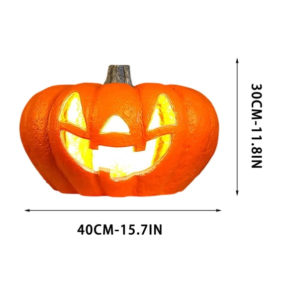 Halloween LED Lighted Jack O Lantern, Plastic Glowing Pumpkin Lamp with Spooky Face, Light Up Pumpkin Decor, Halloween Decorations, Indoor Covered Outdoor Yard Porch Table Home Store Party Decor