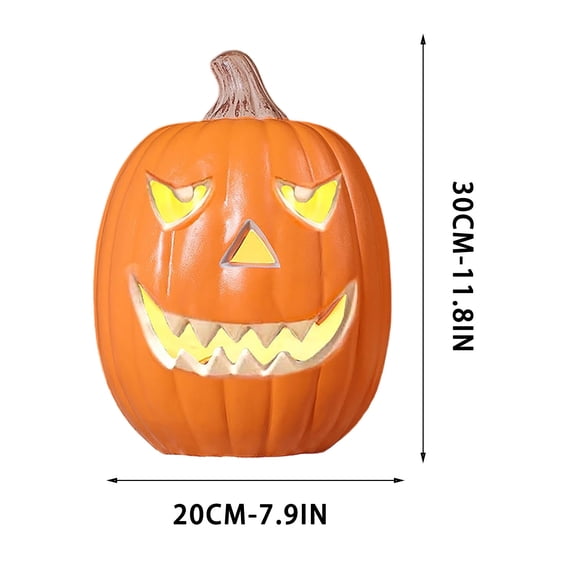 Halloween LED Lighted Jack O Lantern, Plastic Glowing Pumpkin Lamp with Spooky Face, Light Up Pumpkin Decor, Halloween Decorations, Indoor Covered Outdoor Yard Porch Table Home Store Party Decor