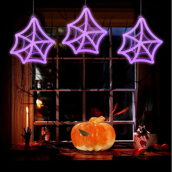 Halloween LED Lights USB Battery Operated LED Neon Decor for Bedroom Party Wall Hanging Spooky Scene Setter with Power Box
