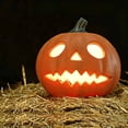thumbnail image 1 of Halloween LED Pumpkin Decoration, Light Up Jack O Lantern with Realistic Carved Design, Spooky Tabletop Yard Home Party Ornament, 1 of 4