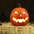 thumbnail image 1 of Halloween LED Pumpkin Decoration, Light Up Jack O Lantern with Realistic Carved Design, Spooky Tabletop Yard Home Party Ornament, 1 of 4