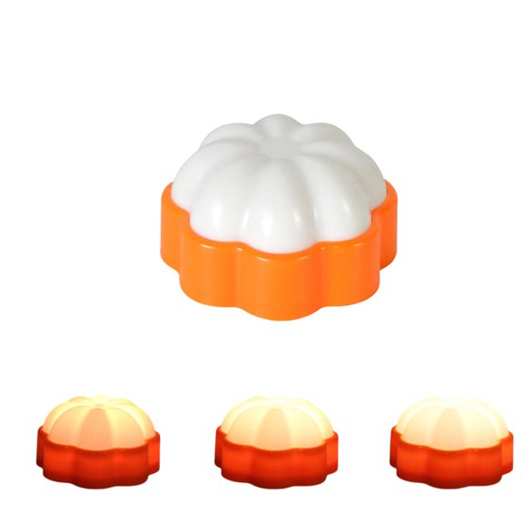 Halloween LED Pumpkin Night Light, Warm White 10-Key Remote Control Timing, 4 Pack with 1 Remote Control, Pumpkin Shaped Flameless Night Light for Halloween Party Indoor Home Table Decor