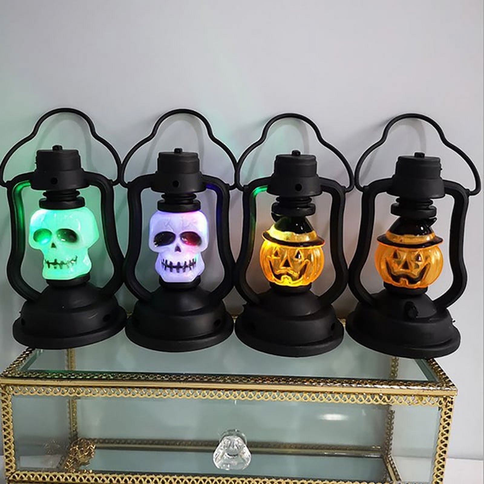 Halloween LED Pumpkin Skull Lantern Lights Portable Kerosene Lamp Night