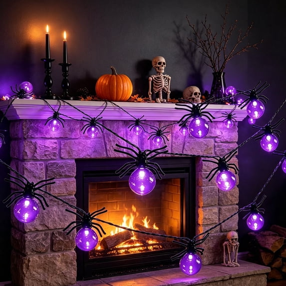Halloween LED Purple String Lights, 59.06in 118.11in Glowing Light Strand, Indoor Outdoor Yard Porch Party Decoration for Windows, Mantel, Bedroom and Seasonal Displays