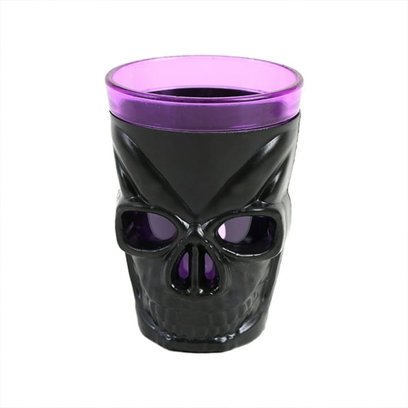 Halloween LED Skull Wine Cup, Light Up Plastic Shot Glasses with LED Luminous, Spooky & Fun Design, Perfect For Halloween, Themed Parties & More-Purple Black-1 Pcs