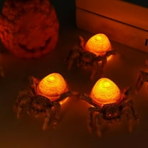Halloween LED Spider Night Light - 3.3" Glow-in-the-Dark Plastic Spider Decor for Halloween Party, Home & Outdoor Decoration - Battery Operated Electronic Candle Light Prop