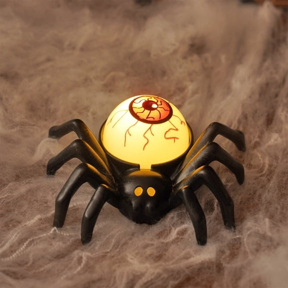 Halloween LED Spider Night Light, 3.3 Inch Glowing Eye Spider Candle for Party Table Haunted House Decor