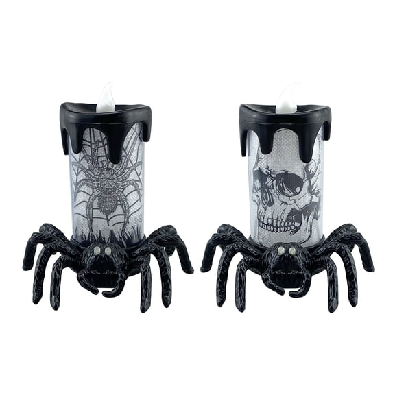 Halloween LED Spiders Light with Realistic Skull Designs for Haunting House Parties Decoration Flameless Lamp