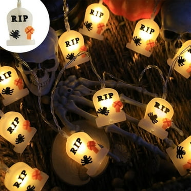 Halloween LED String Lights with 10 Multicolor Beads, Battery Operated for Patio Room Interior and Garden Decorations, 200cm Length, Fall Party Supplies