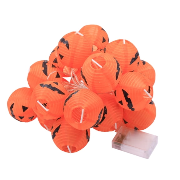Halloween LED String Lights Pumpkin Lantern Decorative Light String Battery Operated Paper Lantern Lights for Indoor Use