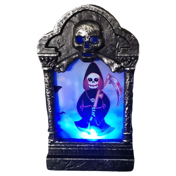 Halloween LED Tombstone Lamp – Spooky Glowing Prop with Witch Design for Parties, Haunted House, and Holiday Decor