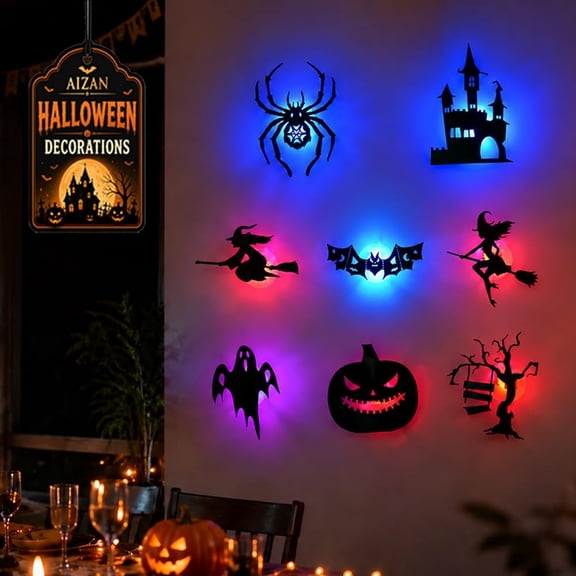 Halloween LED Wall Decor Lights, 3D Bat Stickers Window Clings Decorations