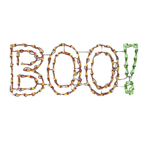 HOLIDYNAMICS LED Spooky Halloween Decoration BOO Wire Frame Orange 1 Count