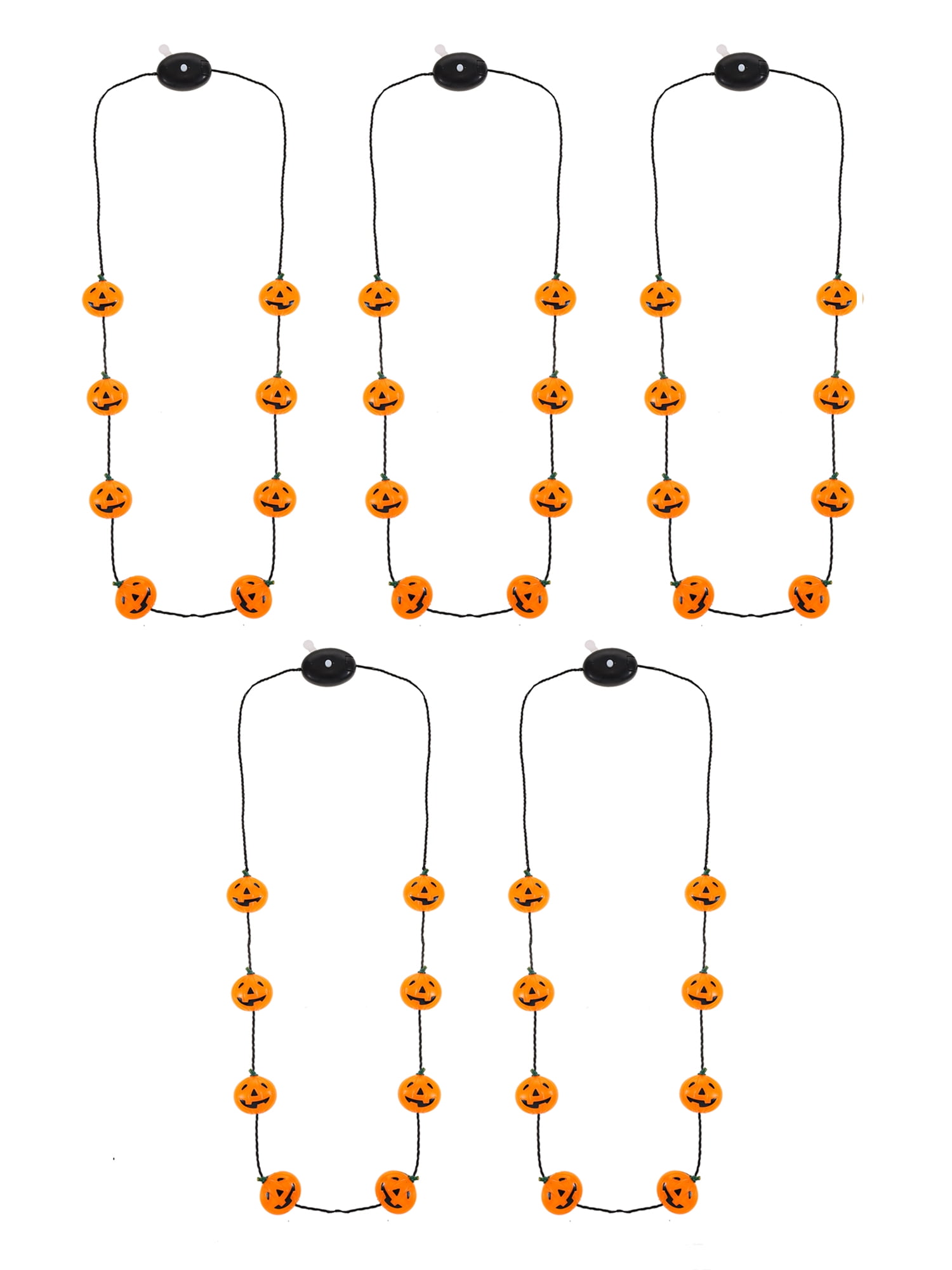 Way to Celebrate Halloween Jack-O-Lantern Light up Necklace Bundle, 5 Pack