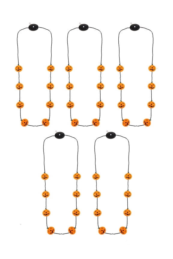 Halloween Jack-O-Lantern Light up Necklace Bundle, 5 Pack