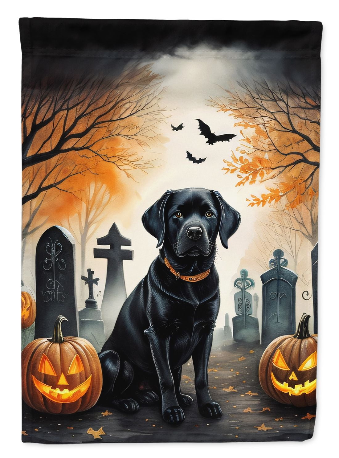 Halloween Labrador Retriever Dog House Flag 28x40IN Double-Sided Polyester Decorative Sleeve Pole Flag for Outdoor Home Garden